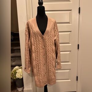 Lush Women's Cable Knit Cardigan - Blush Pink